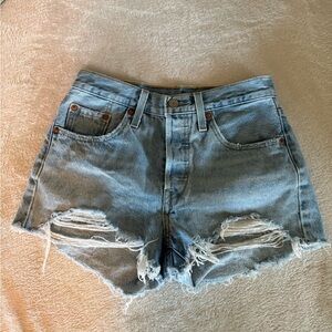 Levi's Light Blue Ripped Jean Shorts